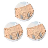 AzyShopy Culotte Menstruelle Lavable, ensemble de 3 pièces 3Pcs Beige / XXL(Waist74-80cm)