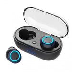 AzyShopy Écouteurs sans fil Bluetooth Y50 ultra-légers compatibles Apple et Android Bleu Noir / China