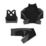 AzyShopy Ensemble de Fitness Yoga Fashion Design - 3 pièces Noir blanc / S
