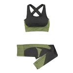 AzyShopy Ensemble de Fitness Yoga Fashion Design - Soutien-gorge & Legging Vert militaire / S
